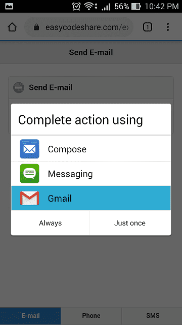 A Tag Href Redirect to eMail APP