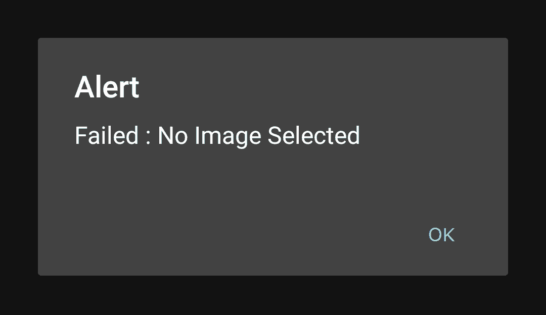 Failed Due to No Image Selected