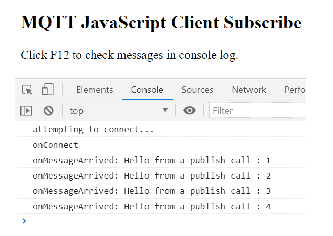 MQTT JavaScript Client Subscribe