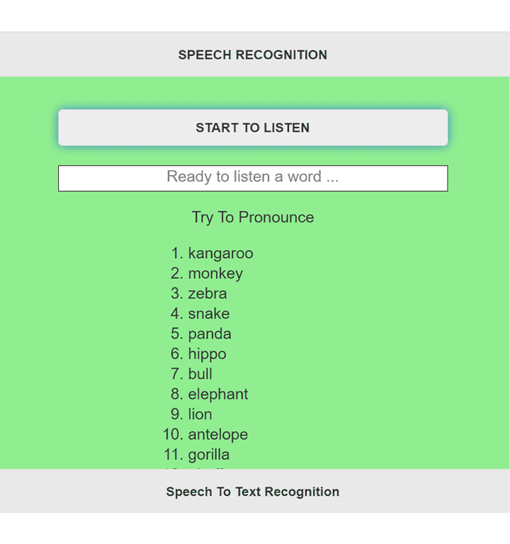 JavaScript Speech Recognition Listening